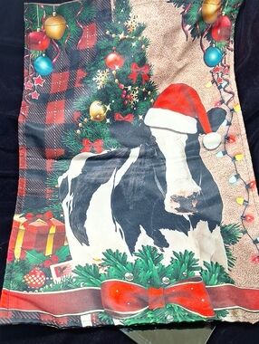 Christmas Cow Holiday  Flag - Red, Green, Black, White